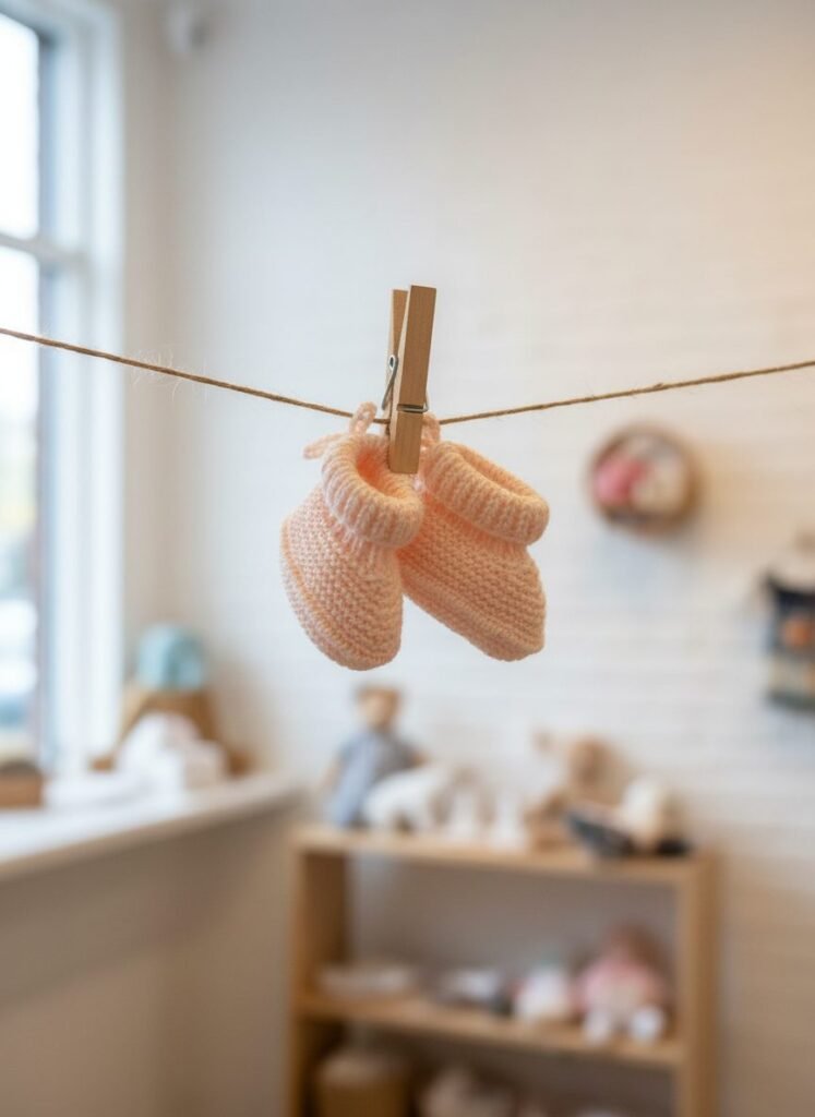 Chaussons bébé tricotés main roses, de 0 à 3 mois