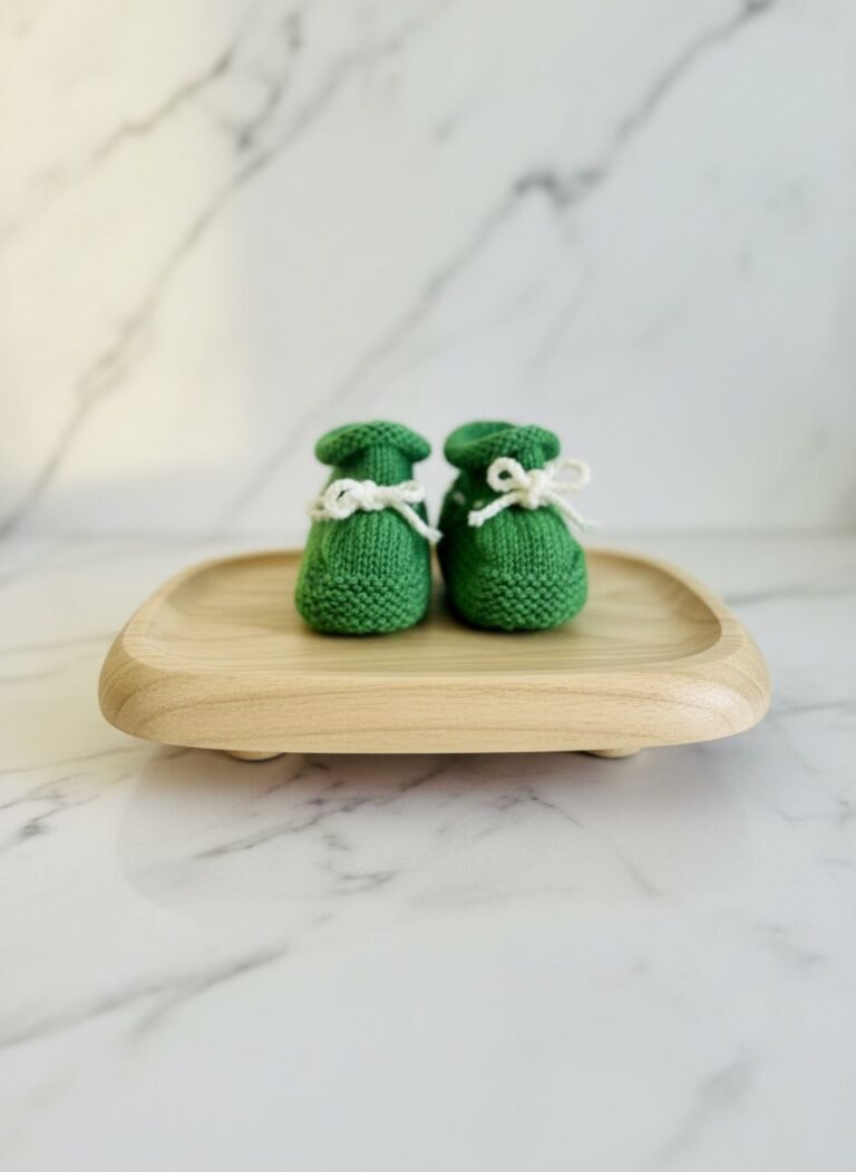 Chaussons bébé tricotés main verts par Cri-Cri, 3 mois
