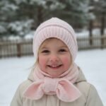 Ensemble bonnet et écharpe enfant tricoté main, 2 ans