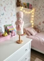 Ensemble bonnet et écharpe enfant tricoté main, 2 ans, vue 2
