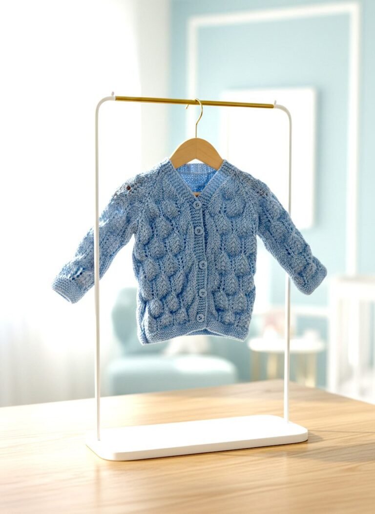Gilet bébé tricoté main en coton, de 3 à 6 mois