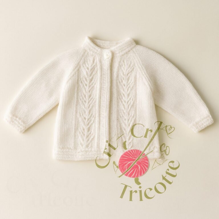 Gilet bébé tricoté main par Mamie Marie, de 3 à 6 mois