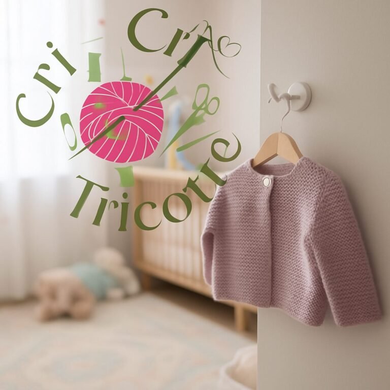 Gilet bébé tricoté main en mérinos par Cri-Cri, de 6 à 9 mois