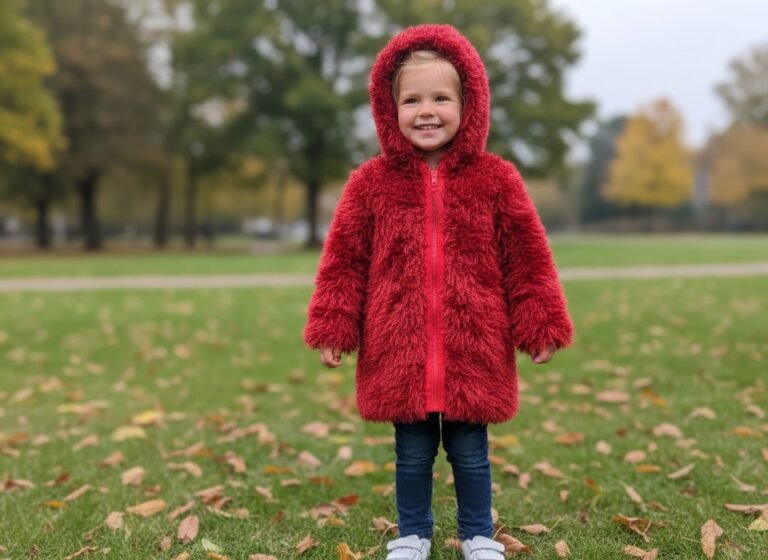 Manteau enfant tricoté main, 4 ans