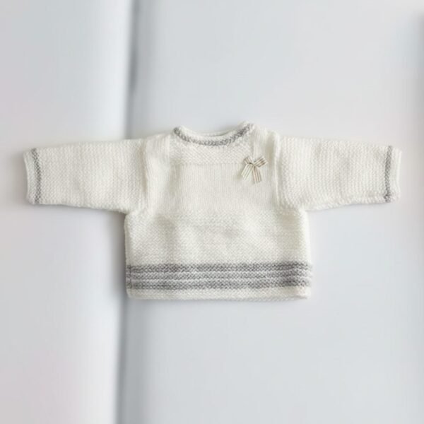 Pull bébé tricoté main, de 0 à 3 mois