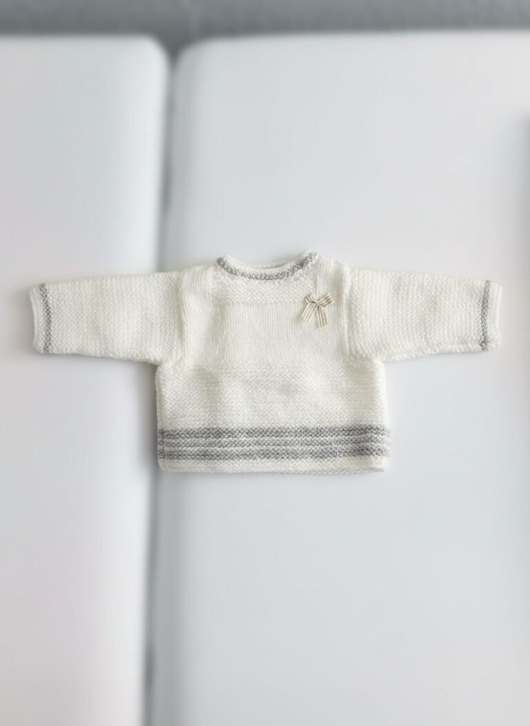Pull bébé tricoté main, de 0 à 3 mois