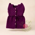 Robe fille tricotée main prune, 2 ans